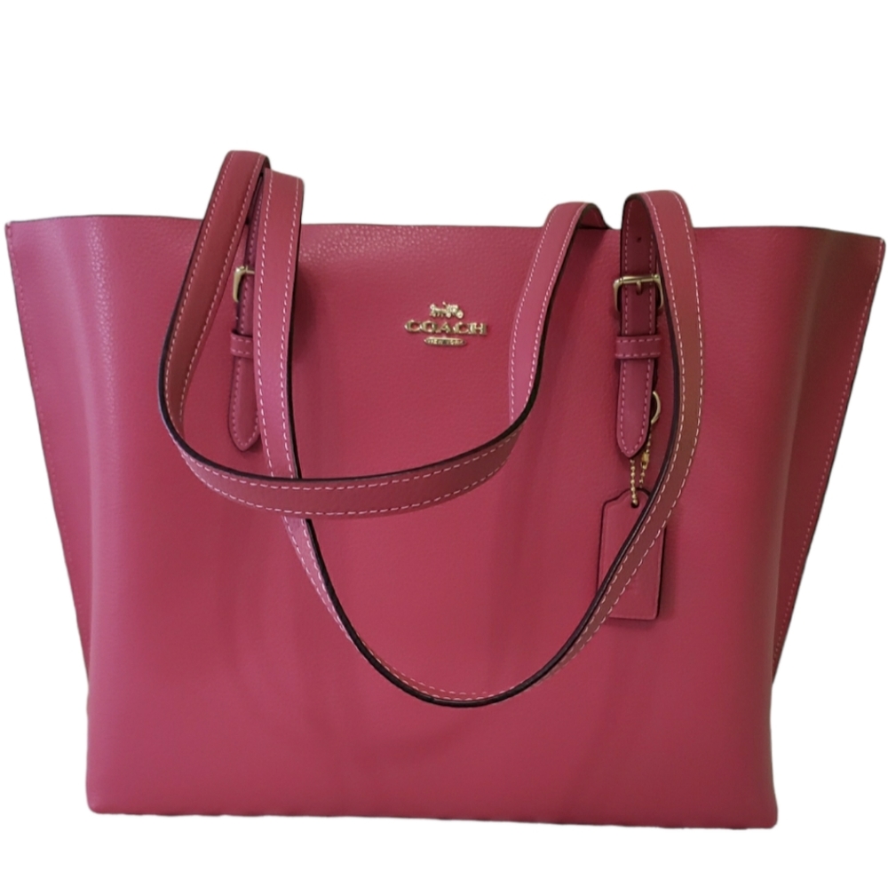 COACH SIGNATURE STRAWBERRY HAZE LARGE LEATHER MOLLIE TOTE BAG